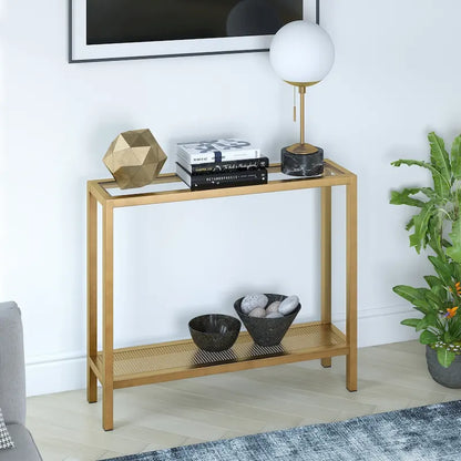 Rigan Modern Metal and Glass Console Table