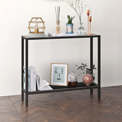 Rigan Modern Metal and Glass Console Table