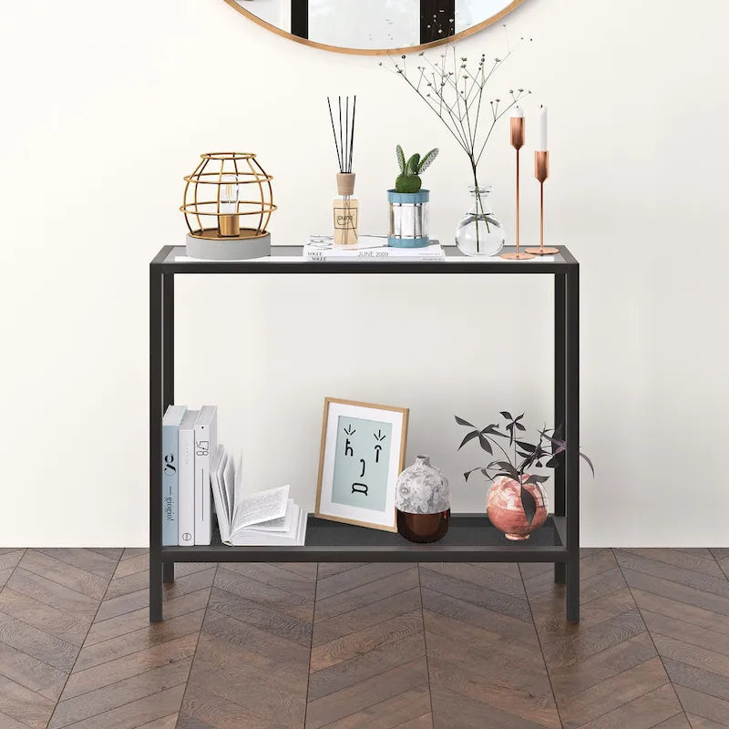 Rigan Modern Metal and Glass Console Table
