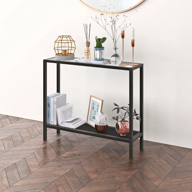 Rigan Modern Metal and Glass Console Table