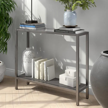Rigan Modern Metal and Glass Console Table