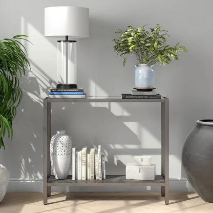 Rigan Modern Metal and Glass Console Table