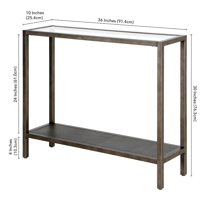 Rigan Modern Metal and Glass Console Table