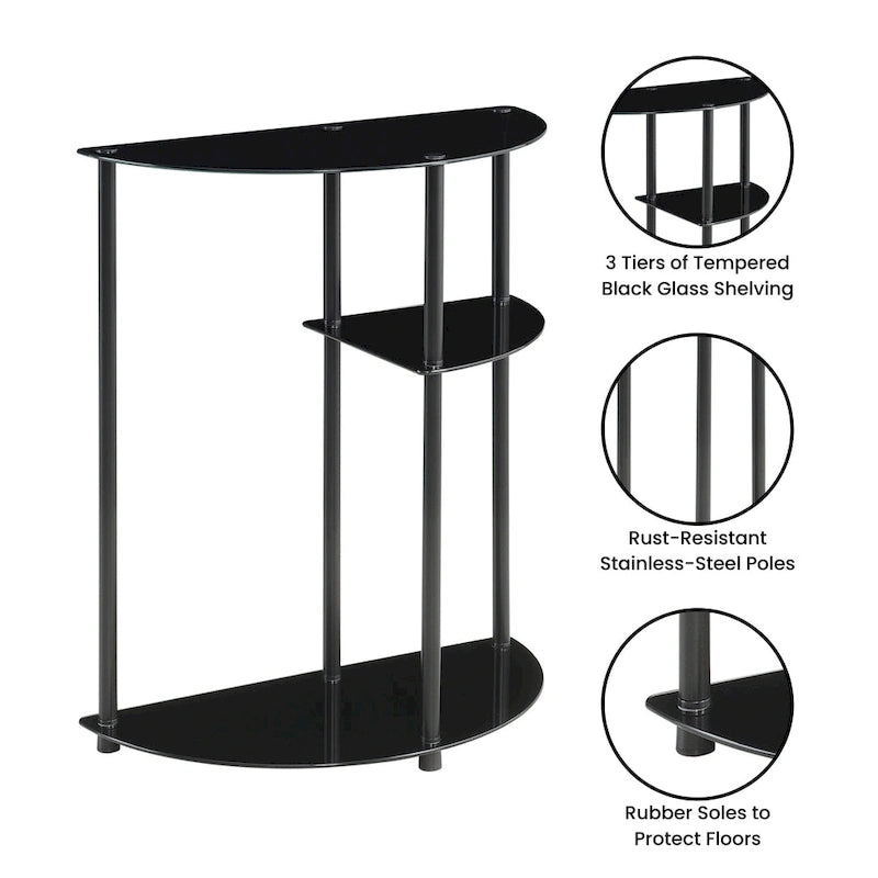 Convenience Concepts Classic Glass 3 Tier Display Entryway Hall Table