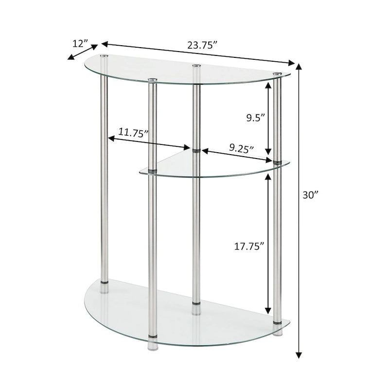 Convenience Concepts Classic Glass 3 Tier Display Entryway Hall Table