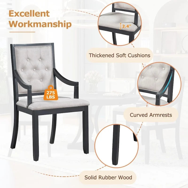 5-piece Dining Set Extendable Round Table and 4 Chairs for Kitchen Dining Room