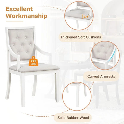 5-piece Dining Set Extendable Round Table and 4 Chairs for Kitchen Dining Room