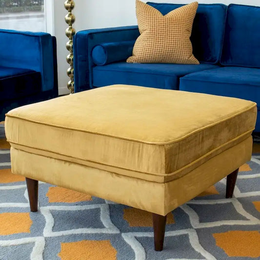Flavia Mid-Century Modern Square Velvet Ottoman