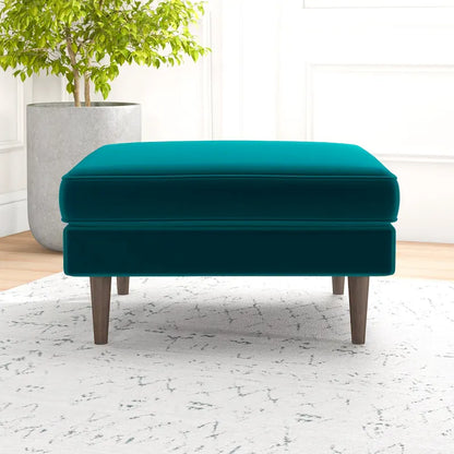 Flavia Mid-Century Modern Square Velvet Ottoman