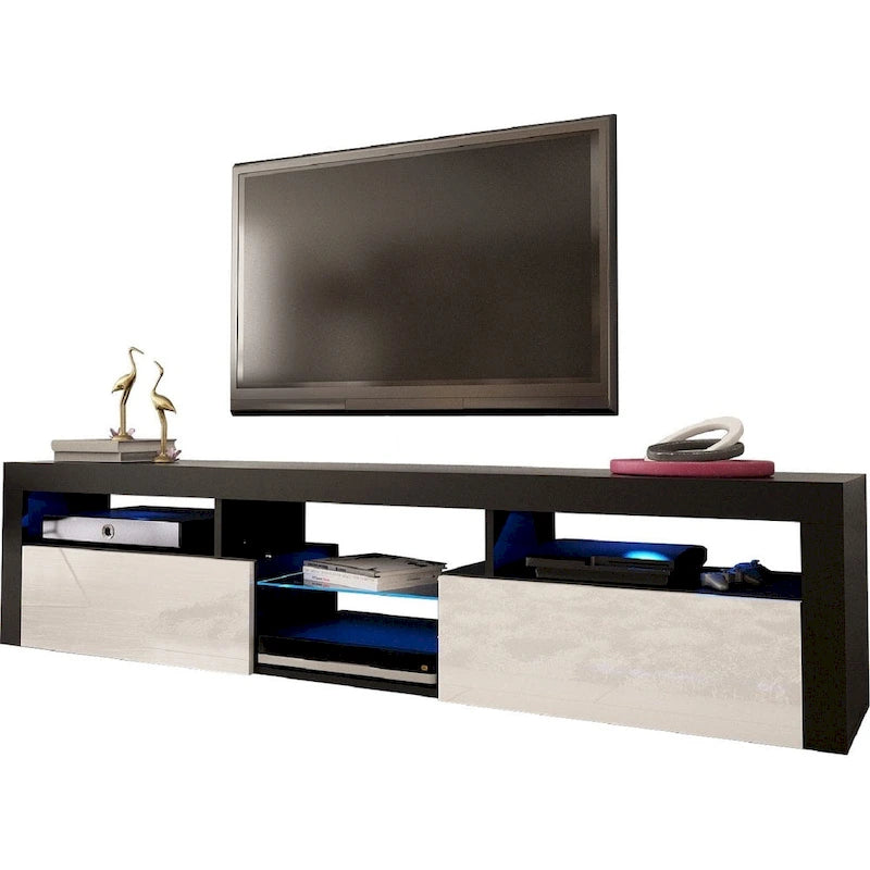 Bari 200 Wall Mounted Floating 79 TV Stand with 16 Color LEDs