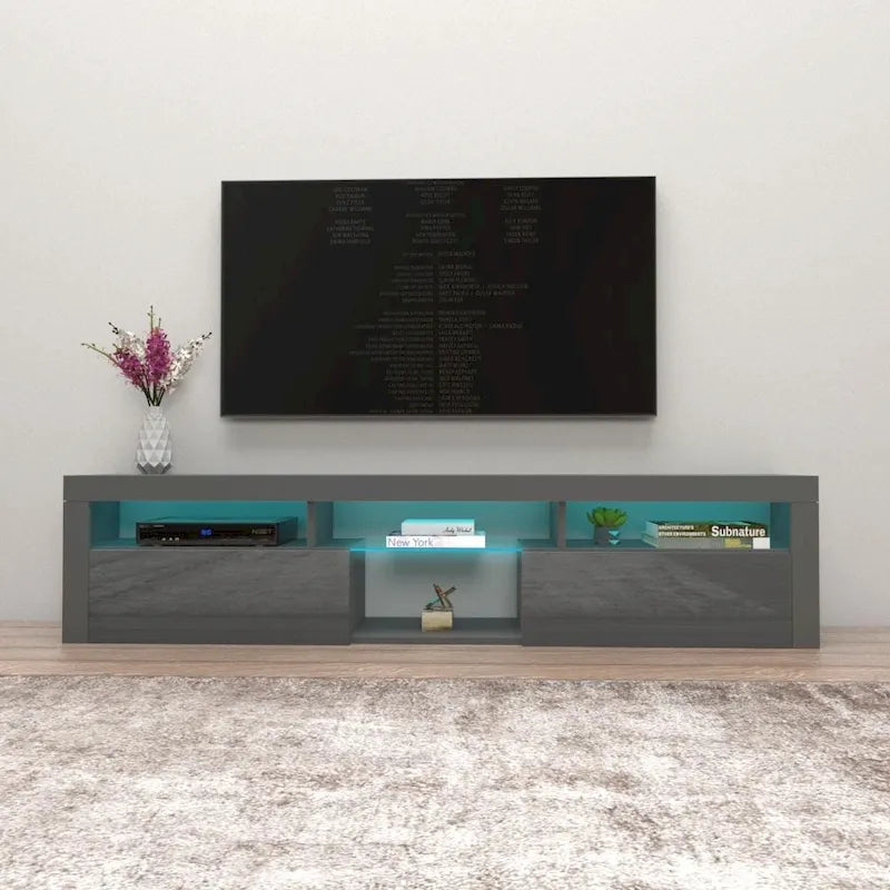 Bari 200 Wall Mounted Floating 79 TV Stand with 16 Color LEDs