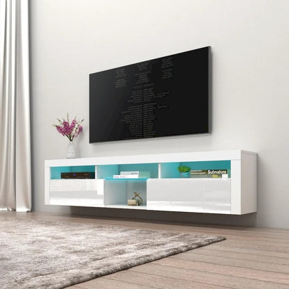 Bari 200 Wall Mounted Floating 79 TV Stand with 16 Color LEDs
