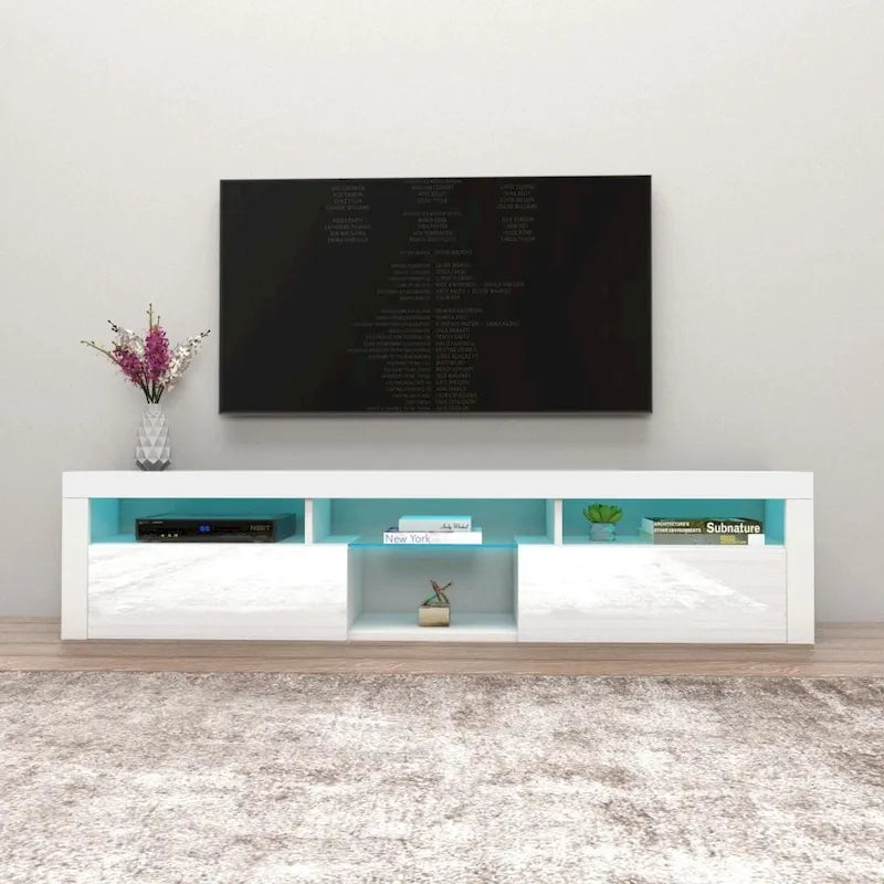 Bari 200 Wall Mounted Floating 79 TV Stand with 16 Color LEDs
