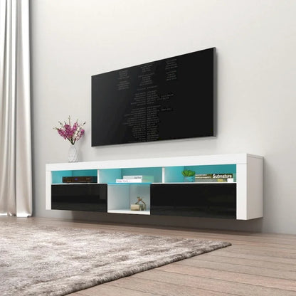 Bari 200 Wall Mounted Floating 79 TV Stand with 16 Color LEDs