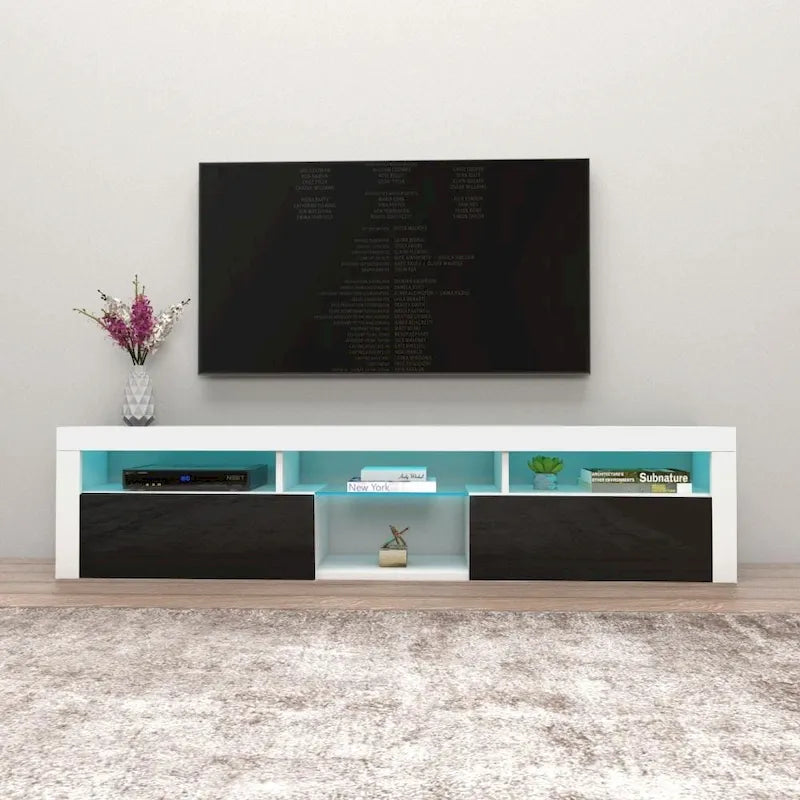 Bari 200 Wall Mounted Floating 79 TV Stand with 16 Color LEDs