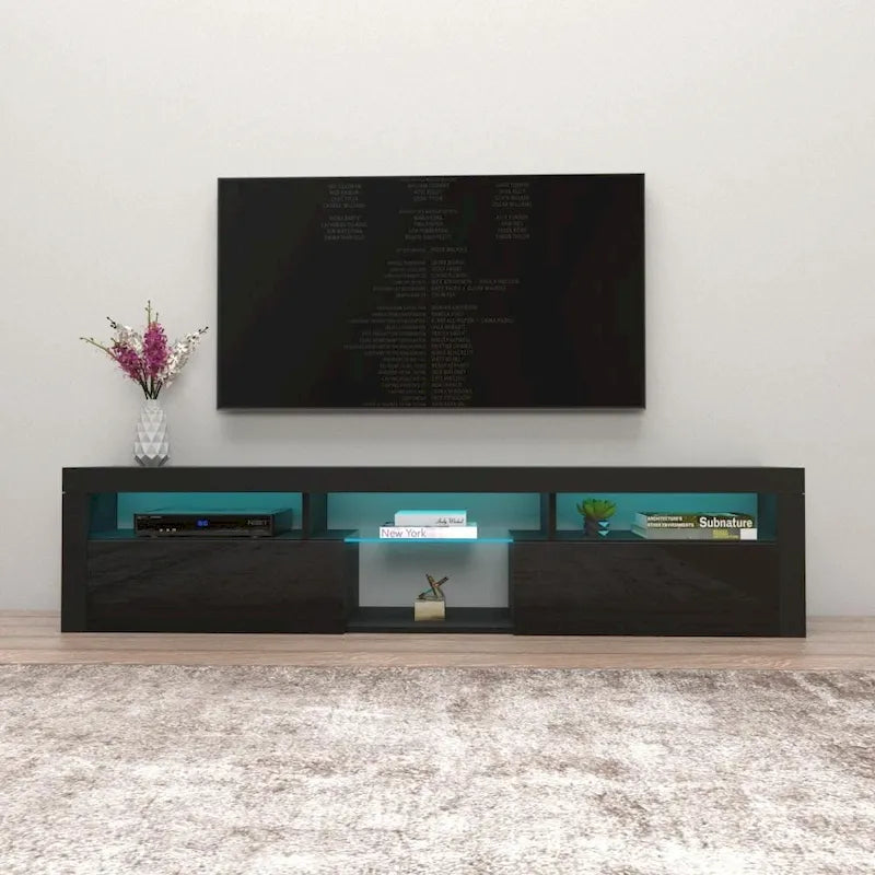 Bari 200 Wall Mounted Floating 79 TV Stand with 16 Color LEDs