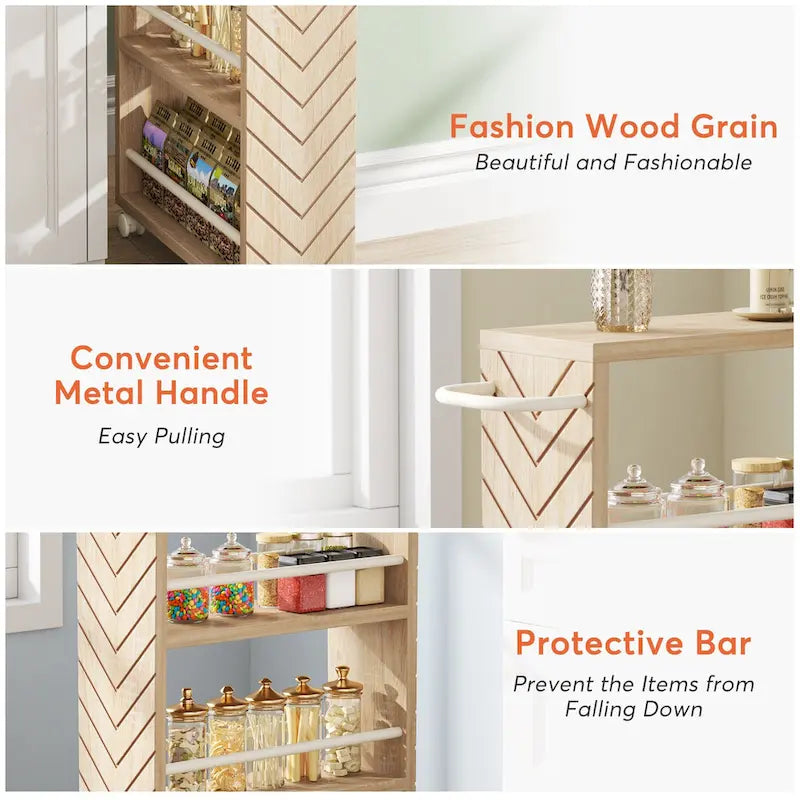 Kitchen Cart,Slim Storage Rolling Cart,4 Tier Narrow Serving Trolley with Wheels