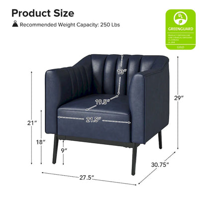 Alfons Industrial Leather Chair with Channel Tufting and Metal Leg Set of 2 by HULALA HOME