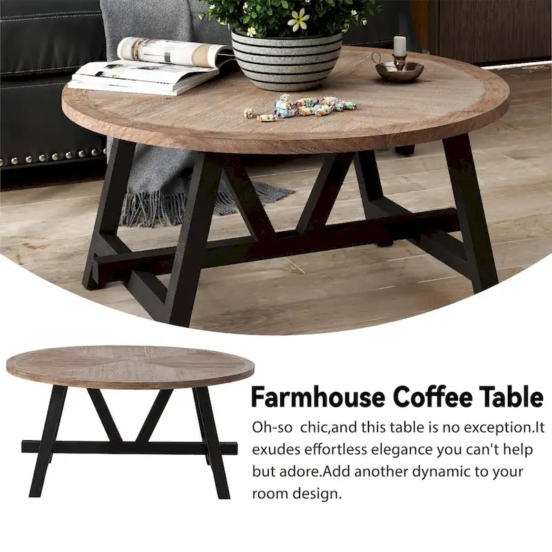 COZAYH Rustic Farmhouse End Table, French Country Accent Coffee Table for Family, Small Spaces