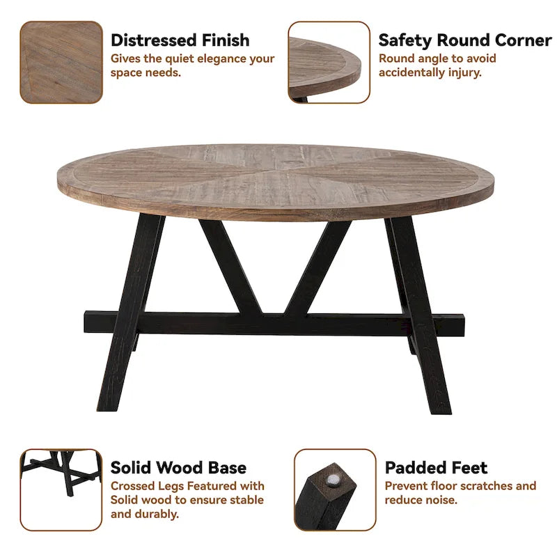 COZAYH Rustic Farmhouse End Table, French Country Accent Coffee Table for Family, Small Spaces