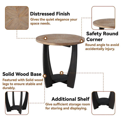 COZAYH Rustic Farmhouse End Table, French Country Accent Coffee Table for Family, Small Spaces