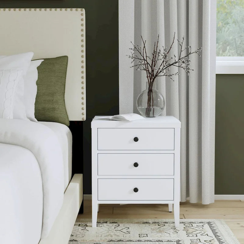 Painted Wood Storage Nightstand With Drawers by East at Main