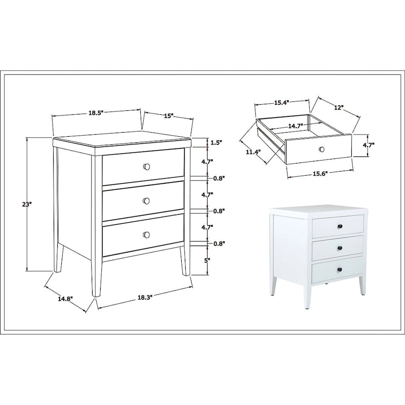 Painted Wood Storage Nightstand With Drawers by East at Main