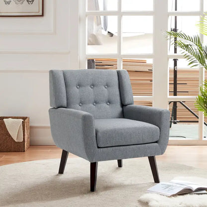 3-Piece Tufted Linen Armchair and Loveseat Set