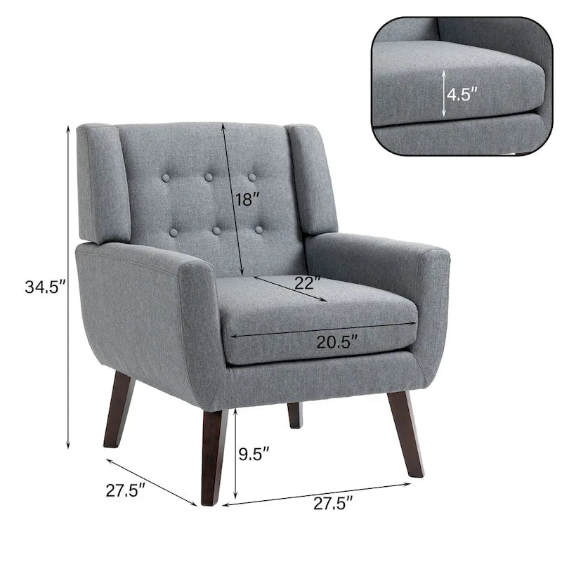 3-Piece Tufted Linen Armchair and Loveseat Set