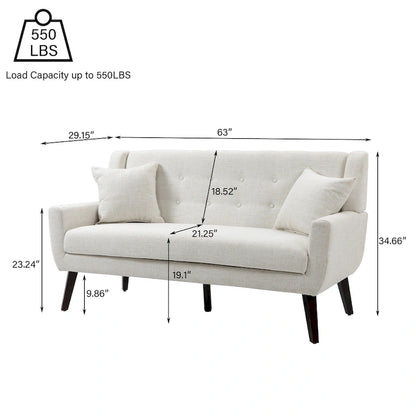3-Piece Tufted Linen Armchair and Loveseat Set