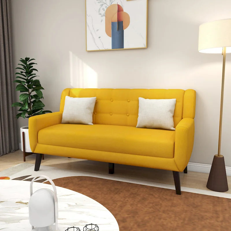 3-Piece Tufted Linen Armchair and Loveseat Set