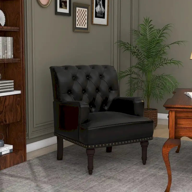 PU Leather Living Room Accent Chair with Tufted Back