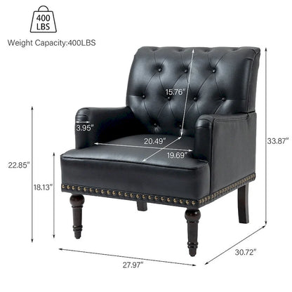 PU Leather Living Room Accent Chair with Tufted Back