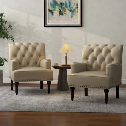 PU Leather Living Room Accent Chair with Tufted Back