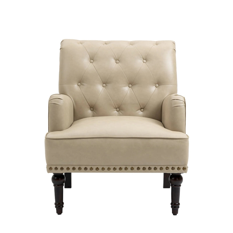 PU Leather Living Room Accent Chair with Tufted Back