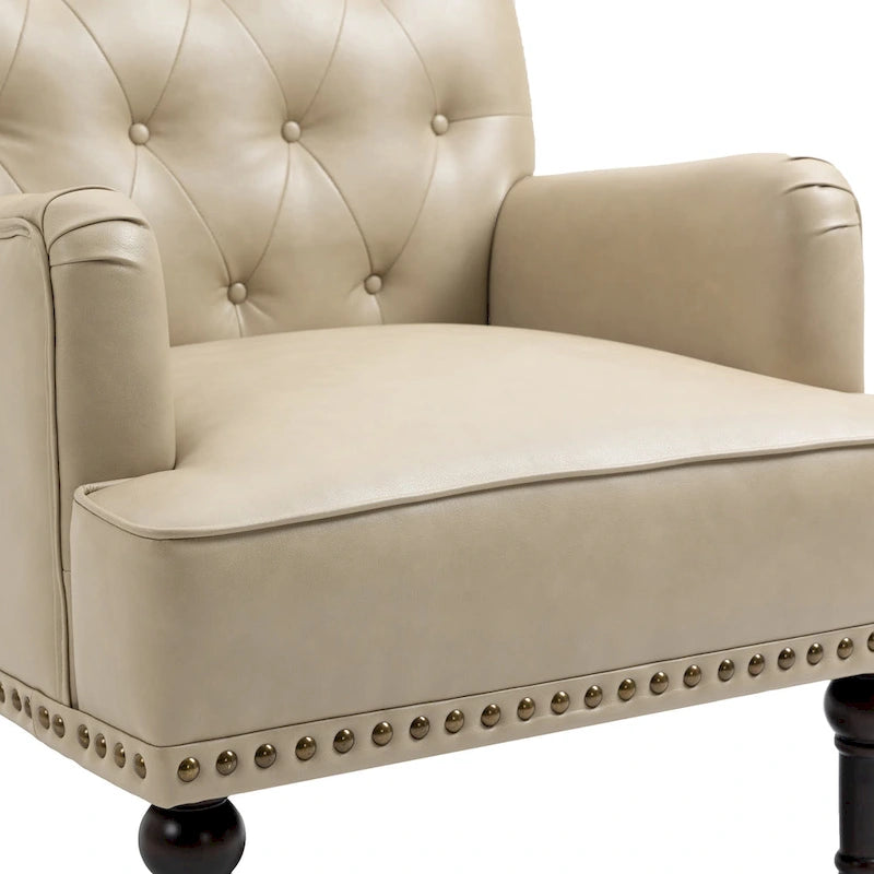 PU Leather Living Room Accent Chair with Tufted Back