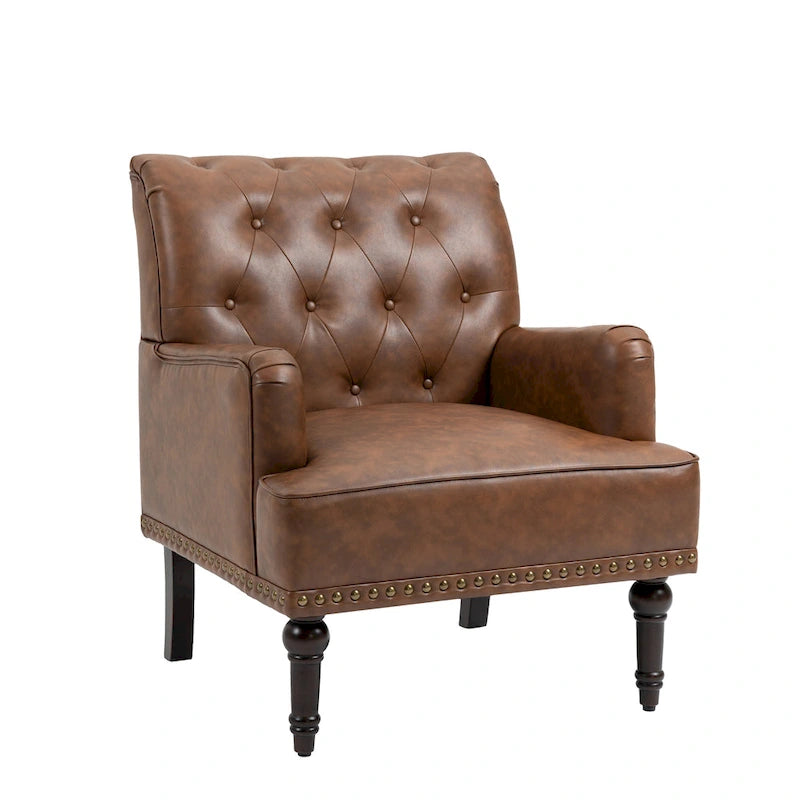 PU Leather Living Room Accent Chair with Tufted Back