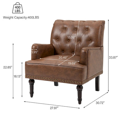 PU Leather Living Room Accent Chair with Tufted Back