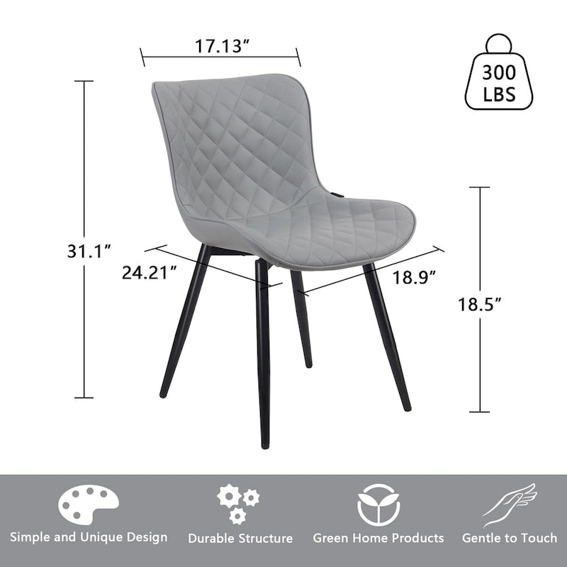 Dining Chairs Set of 2 Modern Leather Upholstered Dining Room Chair