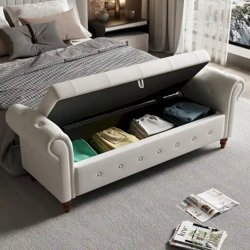 63 Fabric Bed Bench With Storage