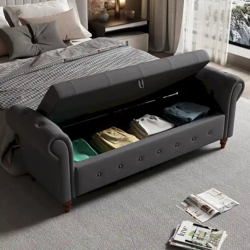 63 Fabric Bed Bench With Storage