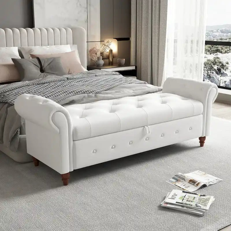 63 Fabric Bed Bench With Storage