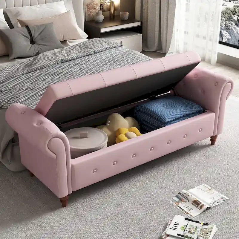 63 Fabric Bed Bench With Storage