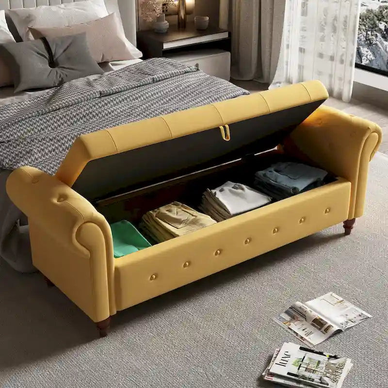 63 Fabric Bed Bench With Storage