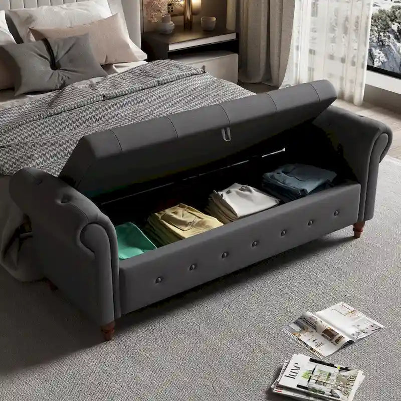 63 Fabric Bed Bench With Storage