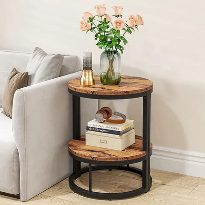 End Table Half Round, Narrow Side Table, Slim C Table for Sofa Couch