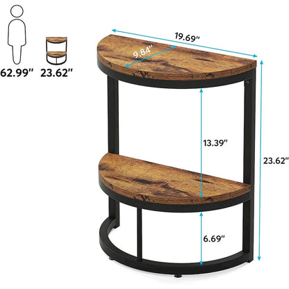 End Table Half Round, Narrow Side Table, Slim C Table for Sofa Couch