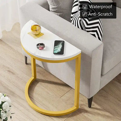End Table Half Round, Narrow Side Table, Slim C Table for Sofa Couch