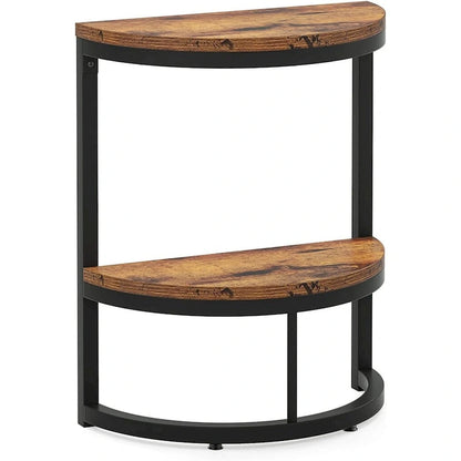 End Table Half Round, Narrow Side Table, Slim C Table for Sofa Couch