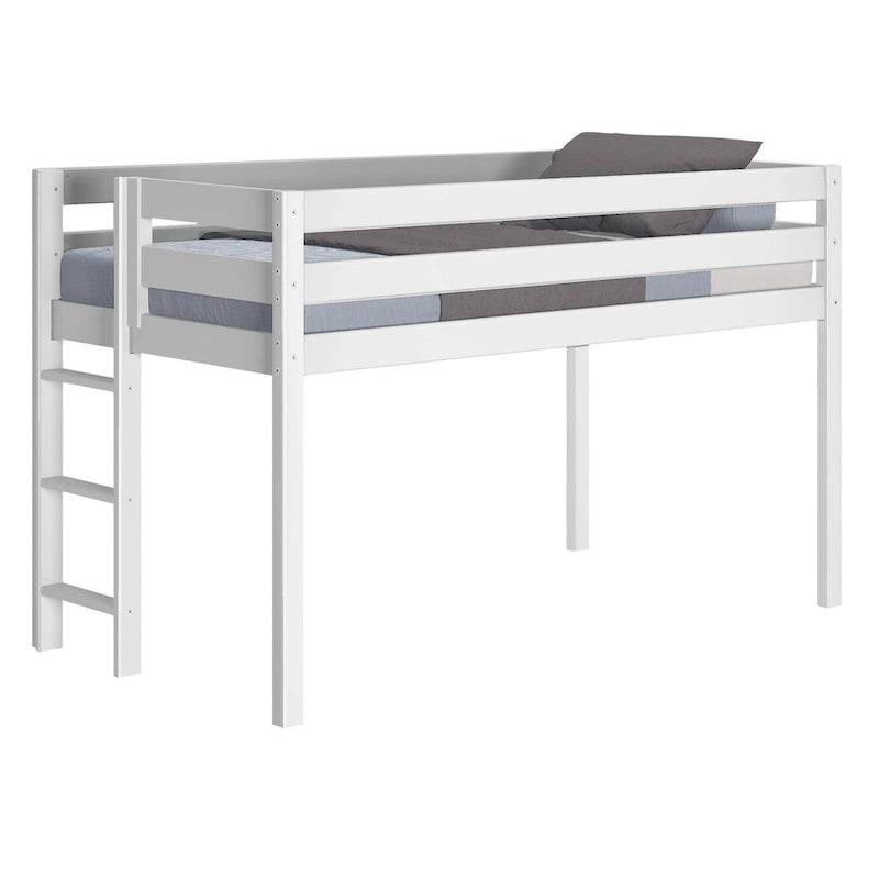 JACKPOT Contemporary Low Loft Twin Bed with End Ladder